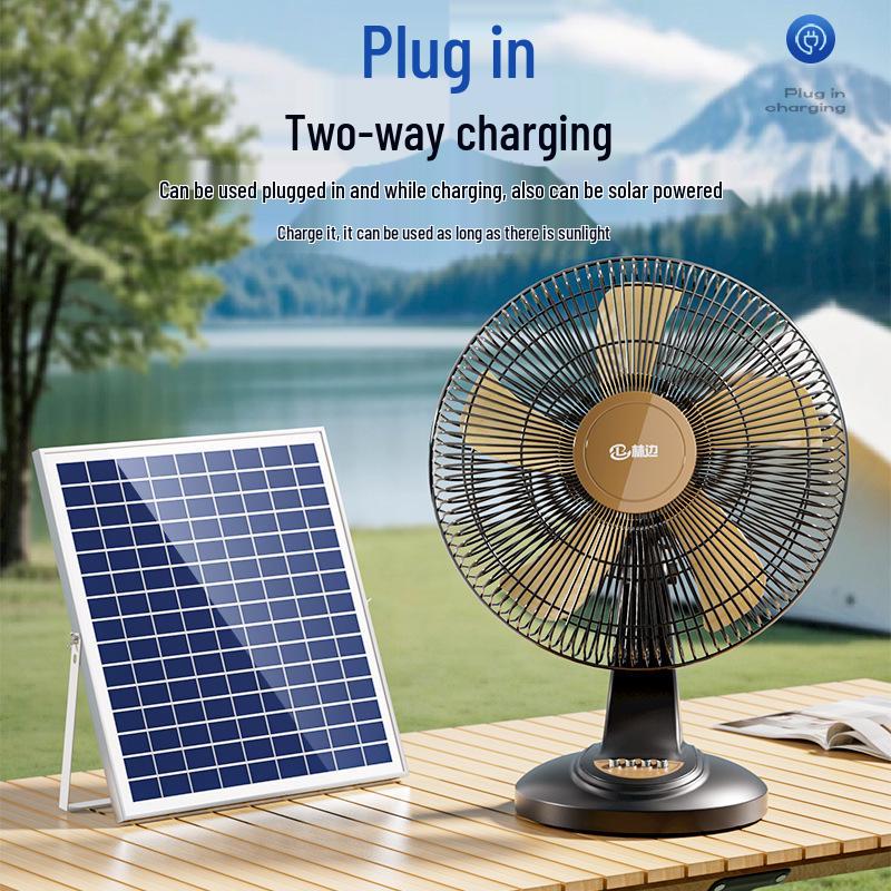 Portable 12V Solar-Powered Fan with High Airflow and Rechargeable Battery for Home, Dorm, and Outdoor Use