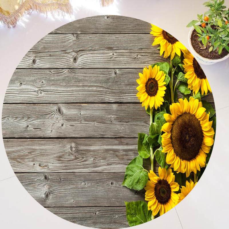 Chic You Are My Sunshine Sunflower Round Rug Living Room Bedroom Modern Floral Rug Floor Mat Chair Home