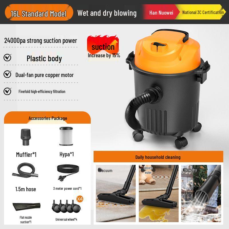 Compact Handheld Vacuum Cleaner with Strong Suction for Wet and Dry Use, Ideal for Initial Cleaning on Carpets