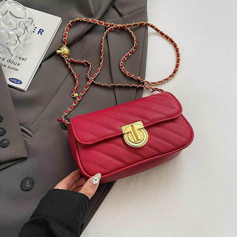 Сумки через плечо из искусственной кожи с цепочкой для женщин — фото 7