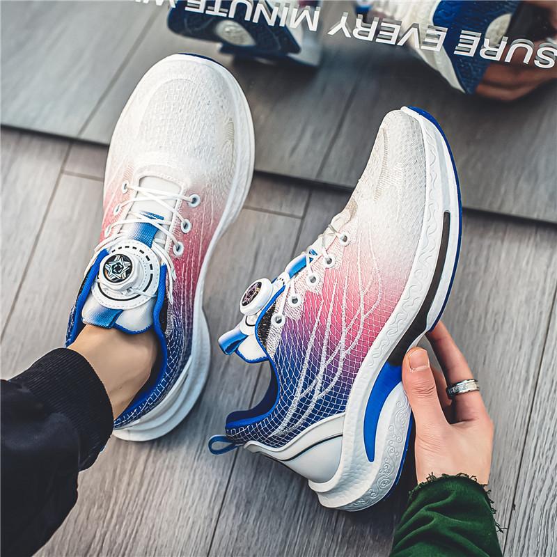 

Мужская обувь 2024 года, весна, новые вращающиеся кнопки, папины туфли, сетчатые спортивные повседневные туфли, дышащие, плетеные, кроссовки для бега для мужчин 44