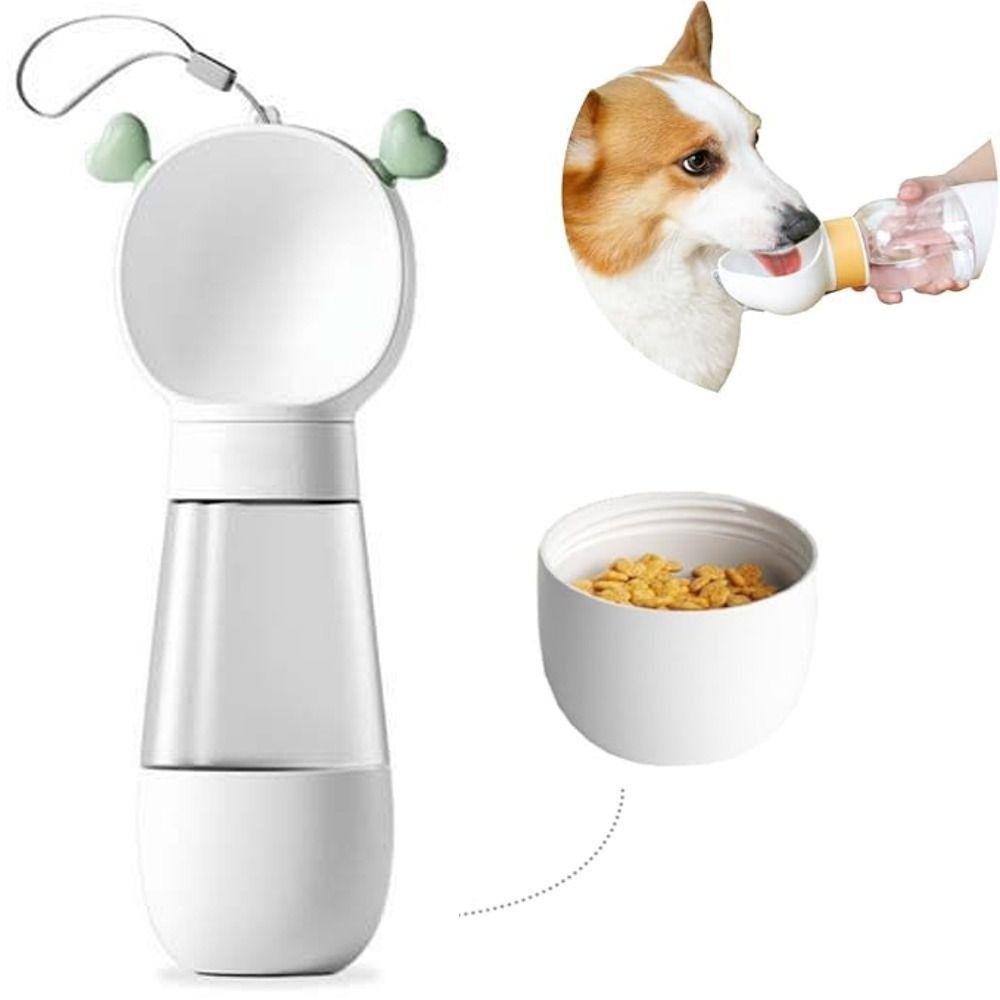 2 In 1 Outdoor Dog Water Bottle Leak-Proof Transparent Pet Feeder Lightweight with Strap Dog Water Dispenser Small Medium Pets
