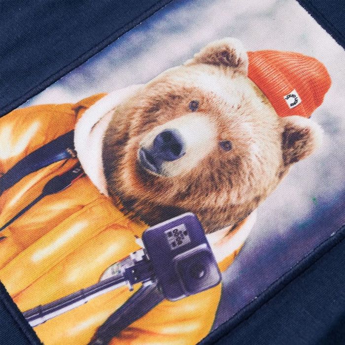 T-shirt enfants à manches longues imprimé ours mélange bleu marine 92-104-116-128-140