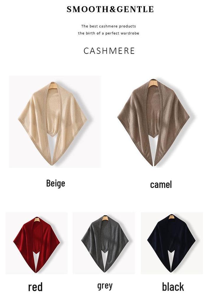 Women's 100% Pure Cashmere Triangle Scarf - Versatile & Casual Solid Color for Autumn/Winter