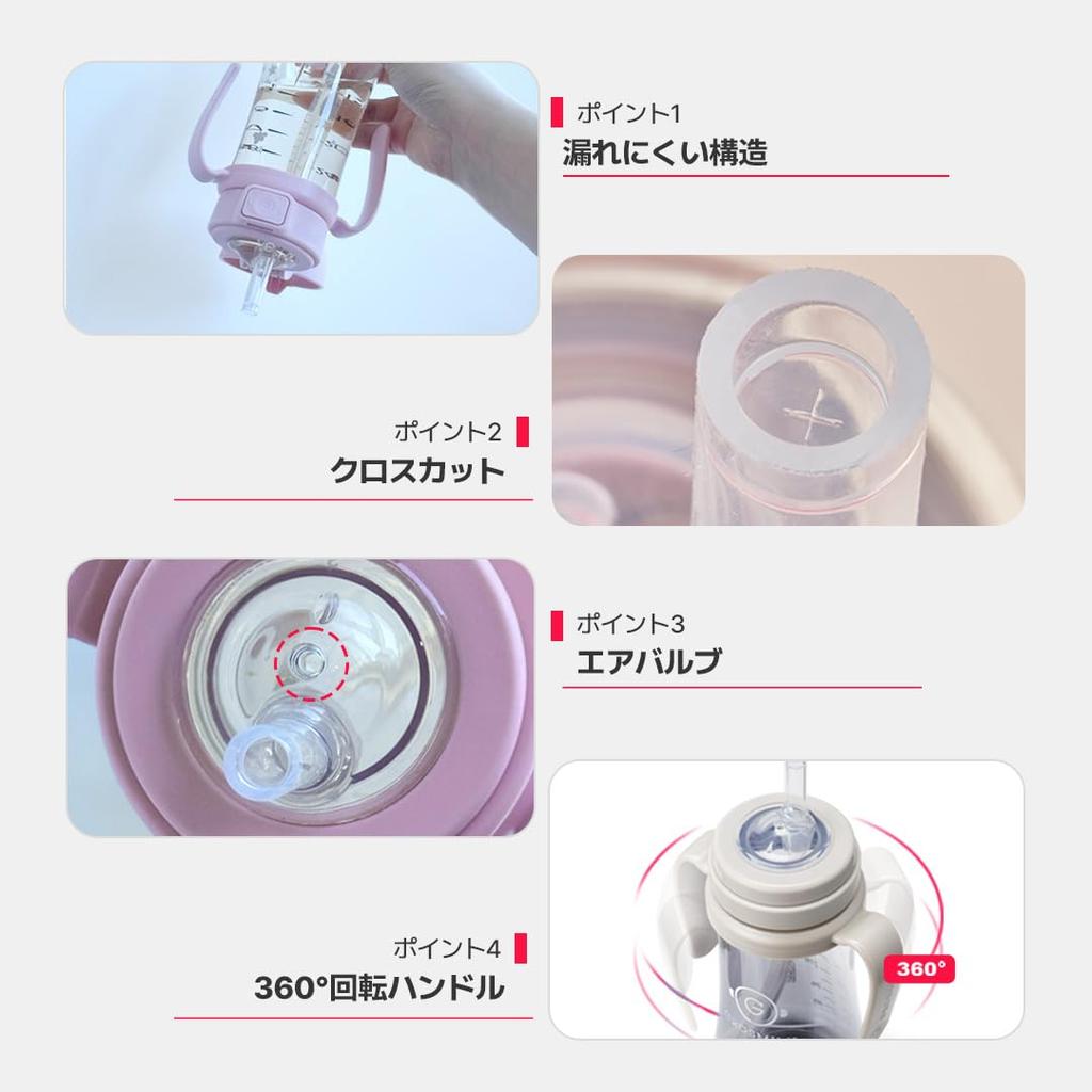 GROSMIMI Straw Mug, PPSU, One-Touch Stage 2 Straw, Rotating Handle, Leak-Proof, Popular Design, 300ml, BPA-Free, Unicorn [Authentic GROSMIMI Product]