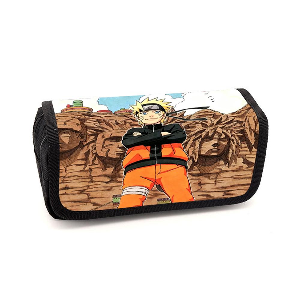 NARUTO Cartoon Anime Pencil Box Double Layer Flip Pen Case Lightweight Stationery for Kids School Daily Use,Boys&Girls Ages 5-10
