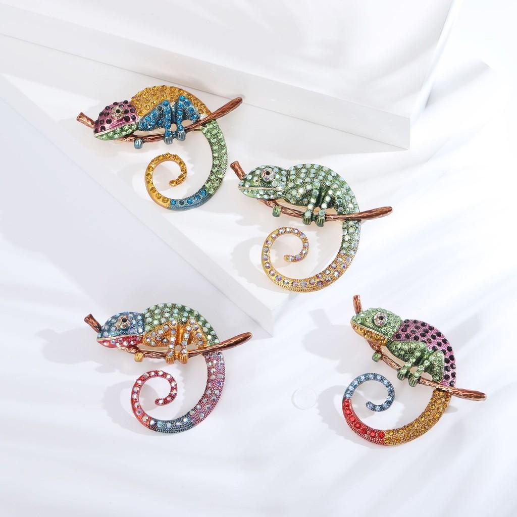 Style Animal Brooch With Colorful Water Drip Rhinestones For Women Dress Accessory