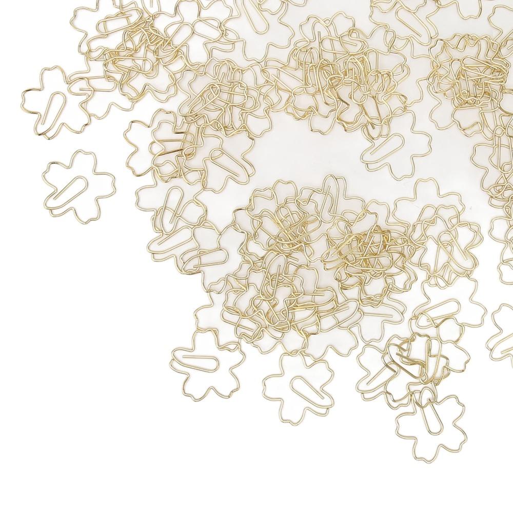 100Pcs Gold Cute Paper Clips Sakura Shape Cool Paper Clips Cute Cute Planner Clips  Office