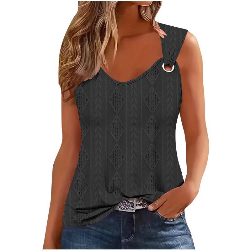 2026 Fashionable Sexy Simple Women s V-neck Sleeveless Pure Color Sweet Vest Small чёрный