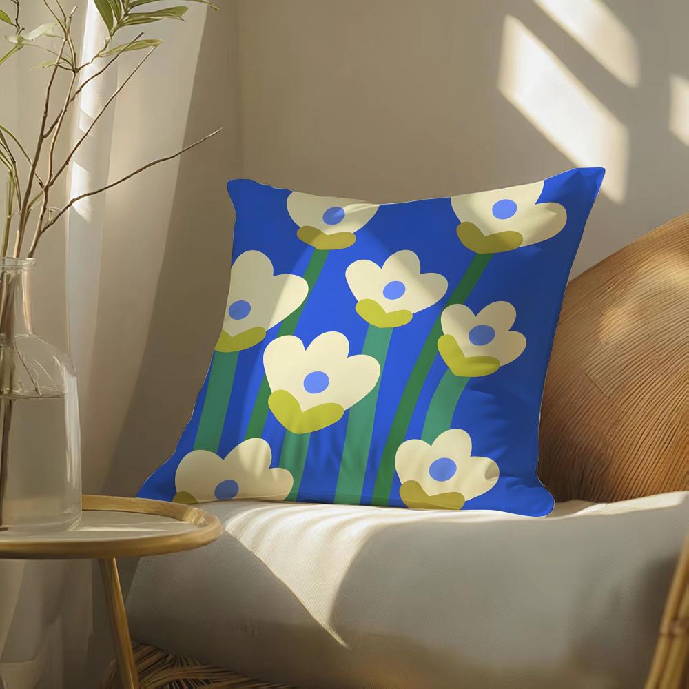 Simple Home Flower Pattern Pillow Case Pattern Printed Pillowcase For Living Room Sofa Cushion Cover & Bedroom Decor