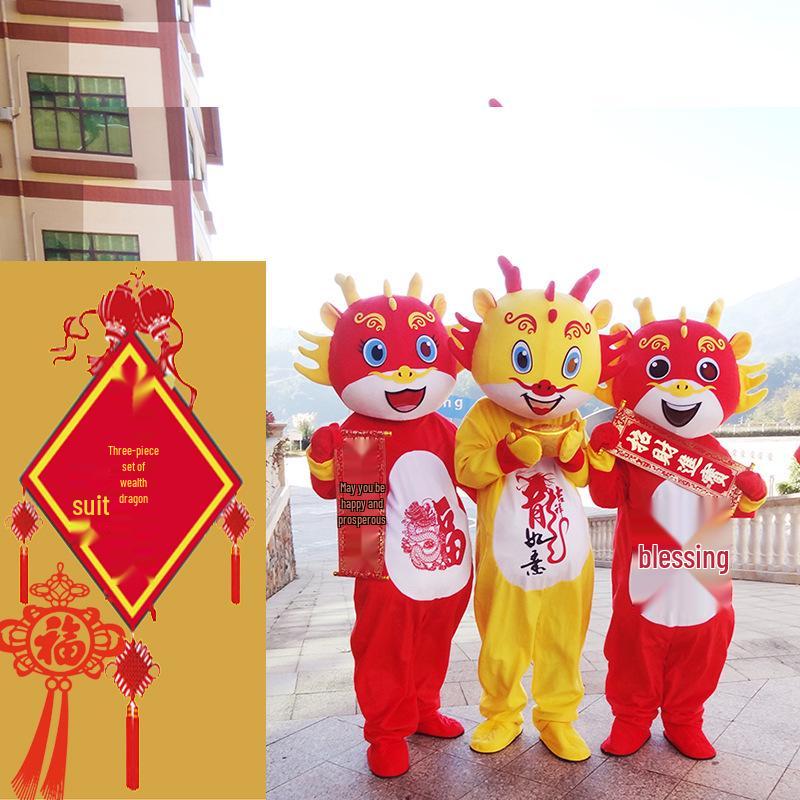 Dragon Zodiac Mascot Costume: New Year Cartoon Performance Outfit