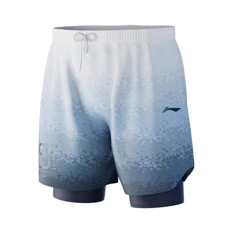 Li Ning Swimming Shorts Men s White Blue LNKW063-2 XL