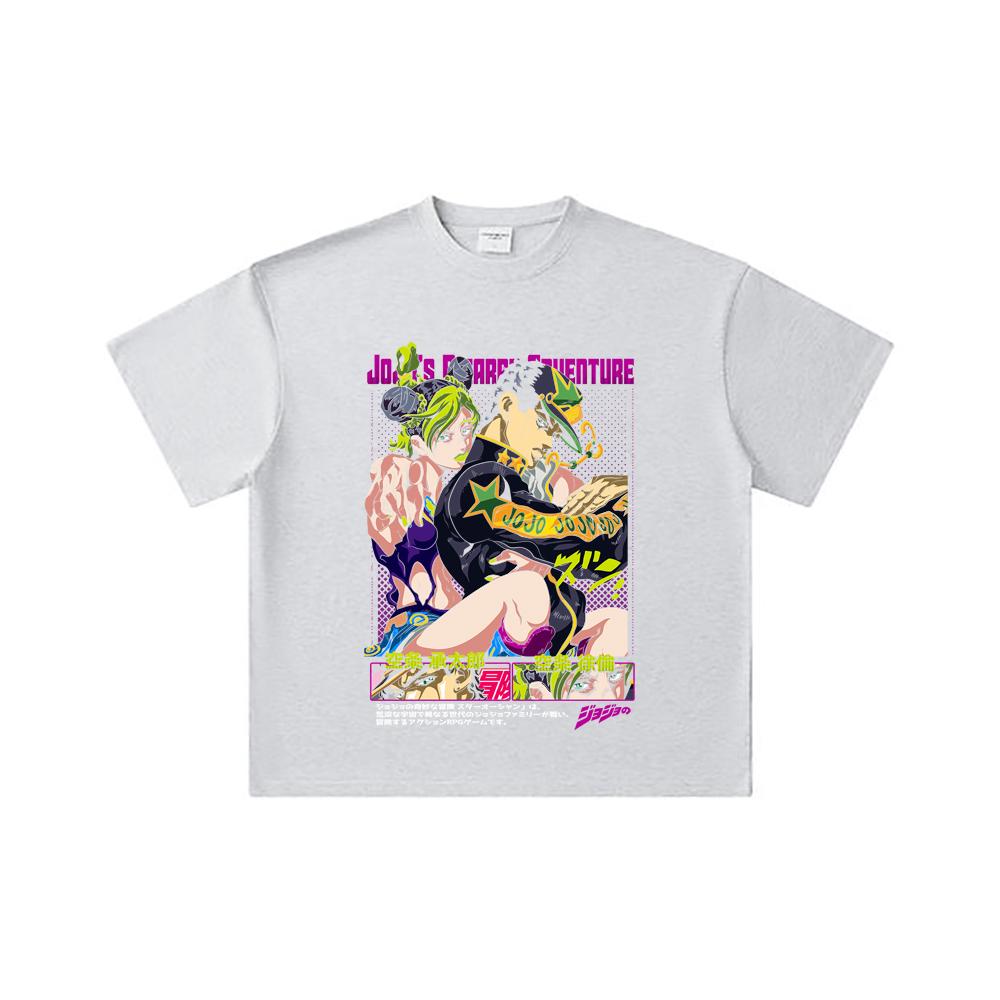 260 GSM Double Yarn 32 Count 100% Cotton Jojos Bizzare V1 Jotaro Jolyne Print Unisex Heavy Cotton T Shirt