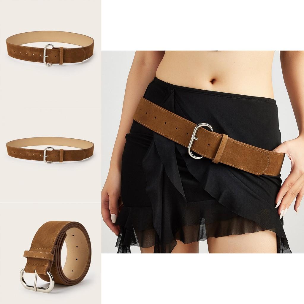 Street Style Solid Color Suede Women Casual Wide Belt For Trendy Womens Accessories