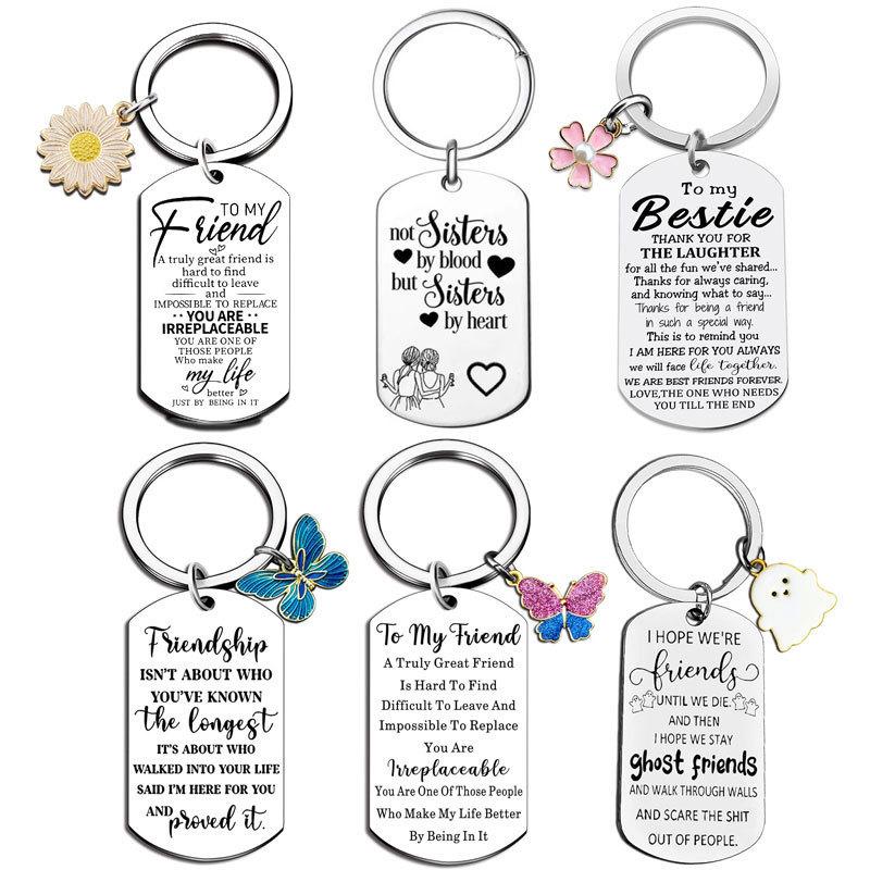 Stainless Steel Engraved Dog Tag Pendant Keychain - Military Style Best Friend Gift