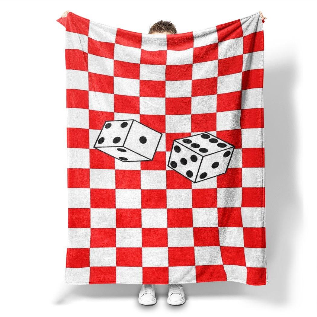 

Red White Checkered Flannel Throw Blanket Dice Pattern Design Soft Cozy Fleece for Home, Office, Sofa Car All-Season Fun Gift 75x90cm