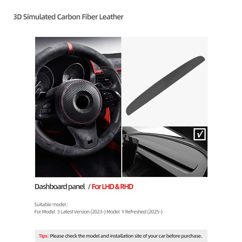 

For Tesla Model Y Juniper Model 3 Highland Made of Alcantara Dashboard Panel Trim Instrument Sticker Car Interior Accessories