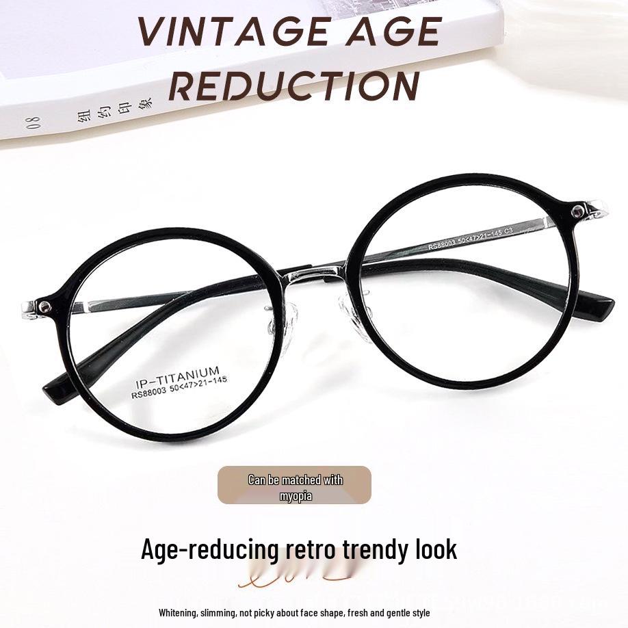 

Hong Kong Style Retro Titanium Round Glasses - Face-Shaping, Fashionable and Cute 4
