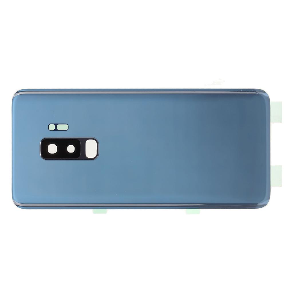 Battery Back Glass Cover Replacement Rear Door Housing with Pre Installed Camera Lens Tape for Galaxy S9+ Plus G965 Blue