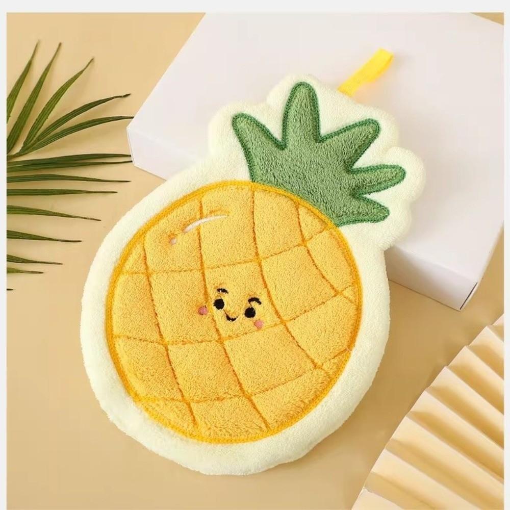 Cute Absorbent Hand Towel Quick Drying Fruit Pattern Cleaning Cloth Coral Fleece Thickened Fleece Rag for Home Cleaning