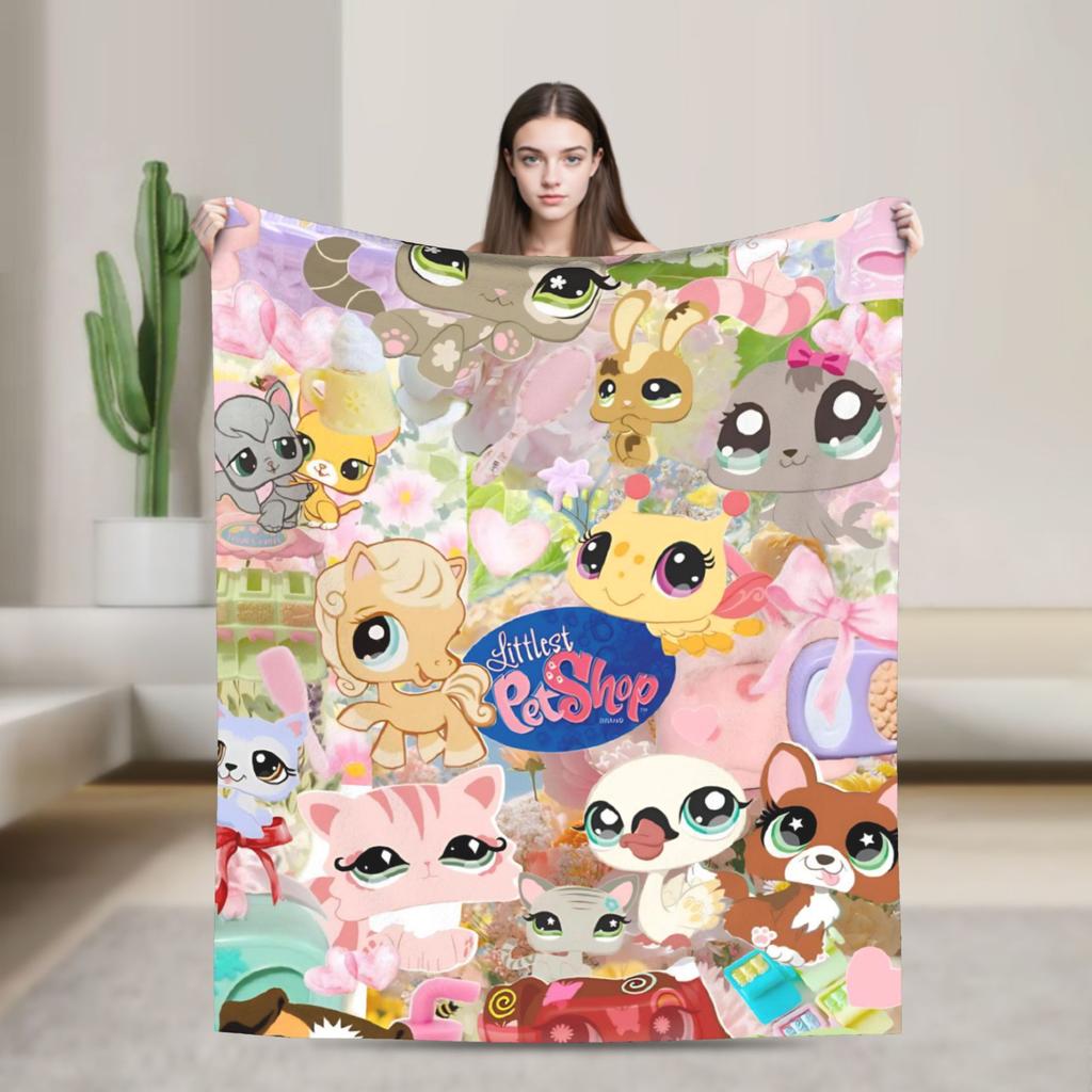 Warm Soft Blanket Camping Littlest Pet Shop Throw Blanket  Flannel Bedspread For Outdoor Novelty Sofa Bed Cover
