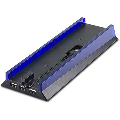 Stand with HUB & Blue Light for PS4, Blue Led Light Vertical Stand Base with 3 USB HUB Port for Sony Playstation4 PS4 Console