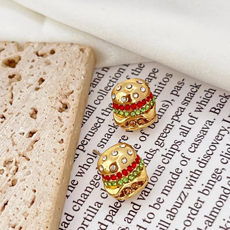 Childlike Hamburger Stud Earrings - Cute, Creative, Daily & Vacation Ear Accessories for Women