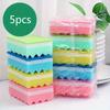 Wood Pulp Cotton Wavy Cleaning Sponges, High Density 3 Layer Kitchen Dishwashing Scouring Pads, Random Colors, 5 Pcs 6 Pcs 12 Pcs