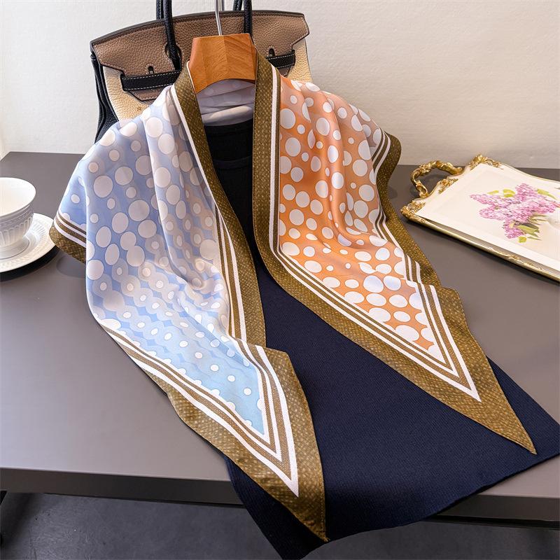 Gradual Change Polka Dot Triangle Scarf Simulation Silk Printing Sunscreen Shawl Waist Scarf Women's Silk Scarf Scarf Headscarf Scarf