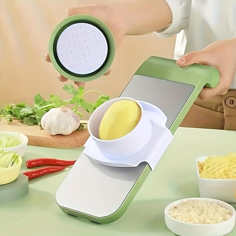 7pcs of stainless steel multifunctional vegetable slicer and grater suit, interchangeable blades, manual kitchen gadget kit