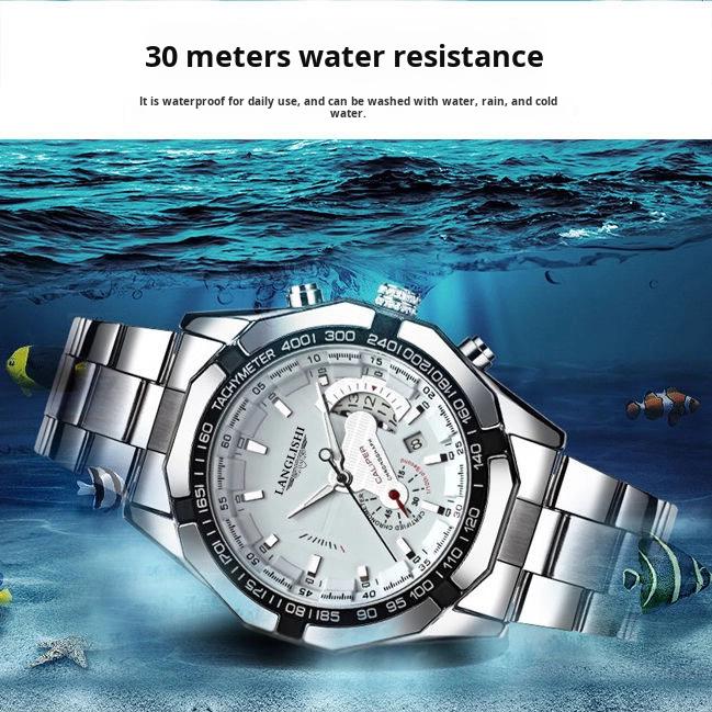 Hot-Selling Waterproof Luminous Stainless Steel Strap Men's Watch Calendar Large 45mm Dial