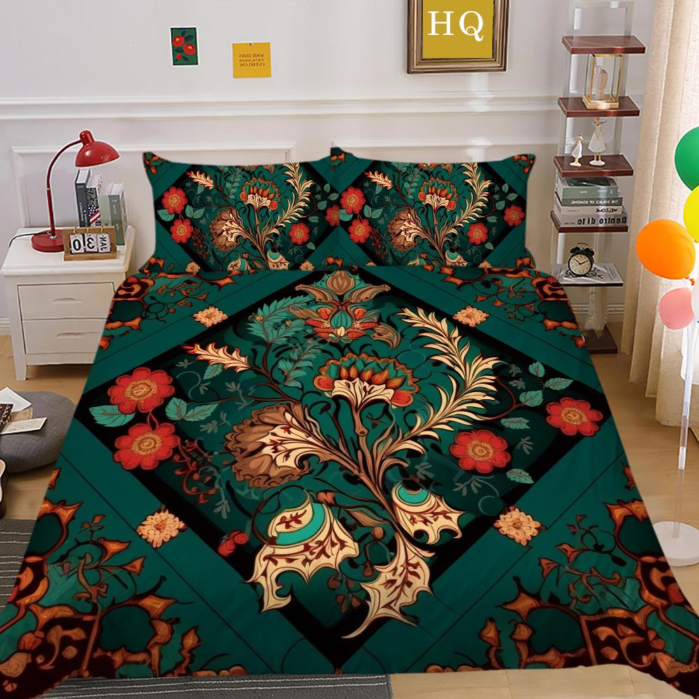 Set Biancheria da Letto Matrimoniale Alta Qualità Fiori Stampa 3D Copriletto Donna Decorazione Camera da Letto