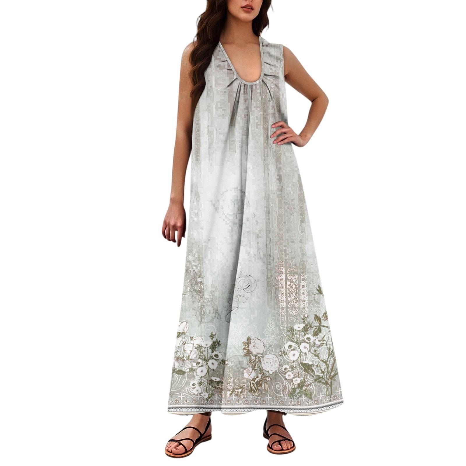 

Женская Мода Повседневная А-силуэта Ретро Принтованная С Эффектом Мятого Полотна Свободная Длинная Юбка С Карманами XXL