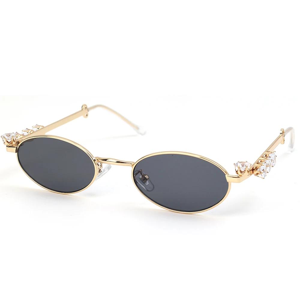 Gafas de Sol Ovaladas de Metal para Mujer y Hombre con Diamantes de Pedrería 2026 Unisex Monturas de Gafas Bling Uv400 Gafas de Sol de Moda
