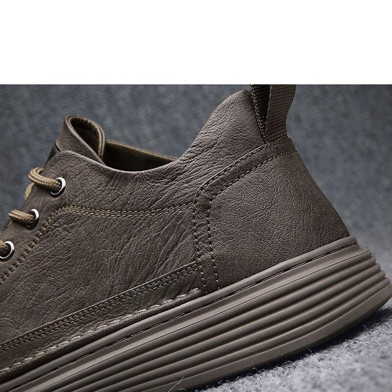 Men's Falt Shoes Spring and Summer Sports and Leisure Shoes British Casual Black Leather Shoes Trend All-match Men's Comfortable Sneakers