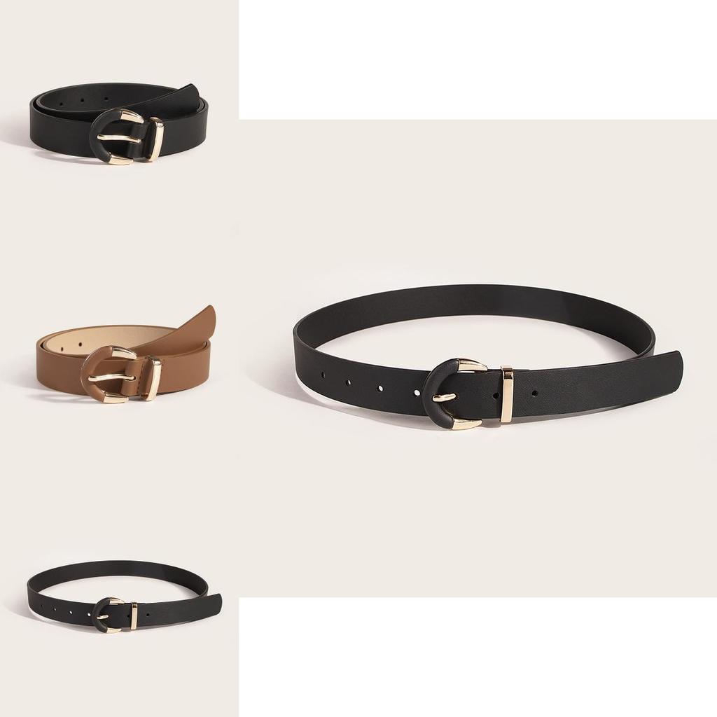 Minimalist Womens Semicircular Belt With Pin Buckle For Casual Wear