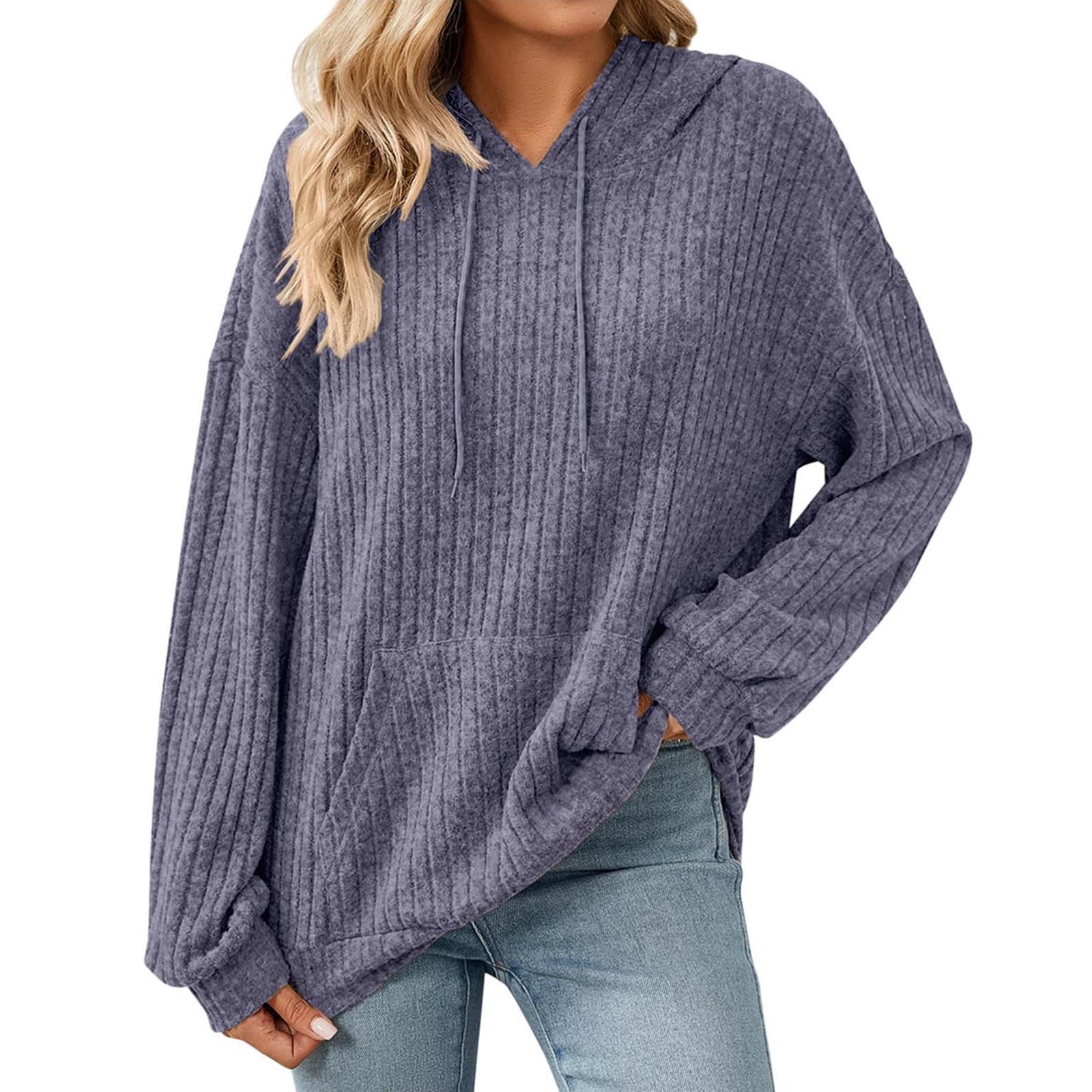 

Женское модное свободное худи с капюшоном, длинными рукавами, карманом на кулиске, однотонный топ XXL фиолетовый