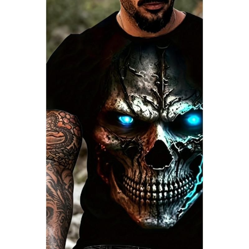 [Halloween] Men's Retro Gothic Horror Skull T-Shirt - Soft and Breathable Crew Neck T-Shirt