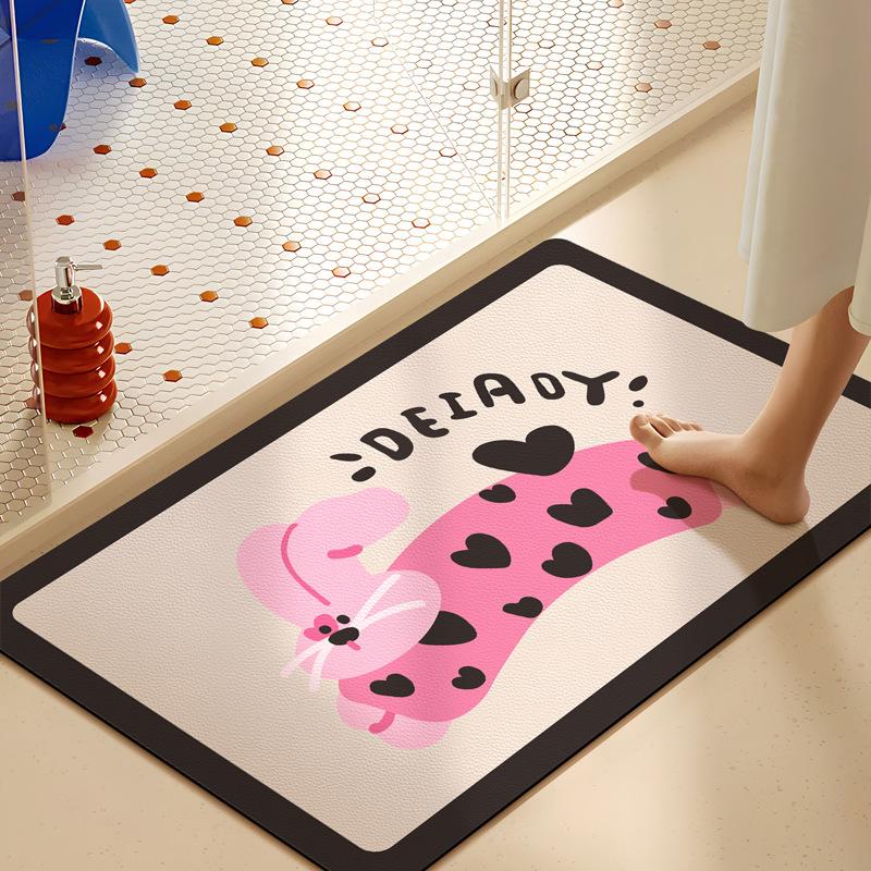 Cartoon Bathroom Water Absorption Oil Absorption Anti-slip Mat Household Toilet Quick-drying Foot Pad Bathroom Door Diatom Mud Mat