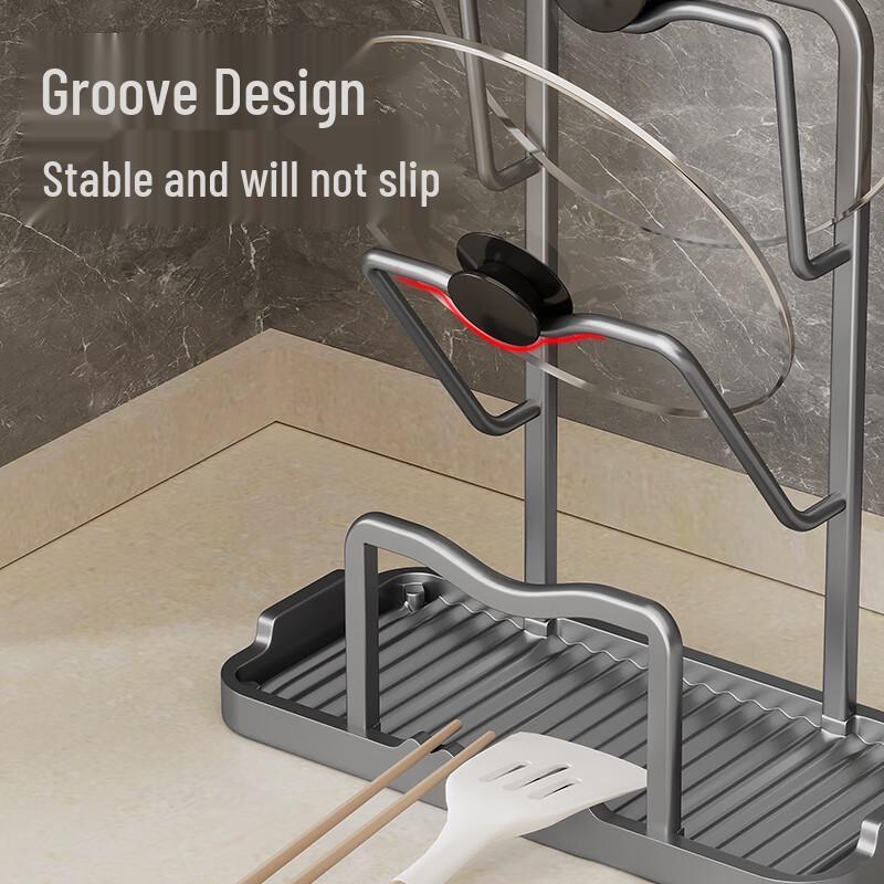 Kitchen Countertop Pot Lid & Chopping Board Organizer