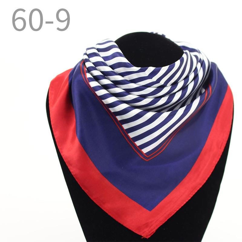 New simulated silk scarf, striped women's small square scarf, flight attendant workplace decoration cm spring and summer silk scarf