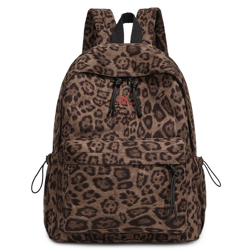 2025 Leopard Print College-Style Backpack: Casual, Large Capacity for Students and Commuters