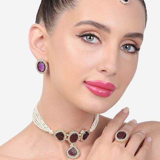 

Женское колье с фиолетовым камнем, колье, наборы украшений для вечеринок