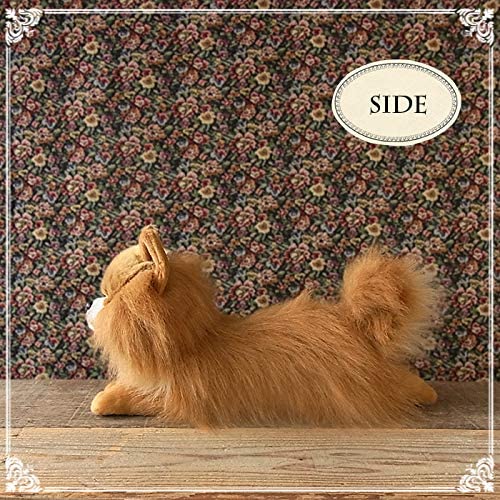 Ninian and Kino Plush Dog, Realistic Lying Down Puppy, Approximately 40cm Long, Pet (Pomeranian)