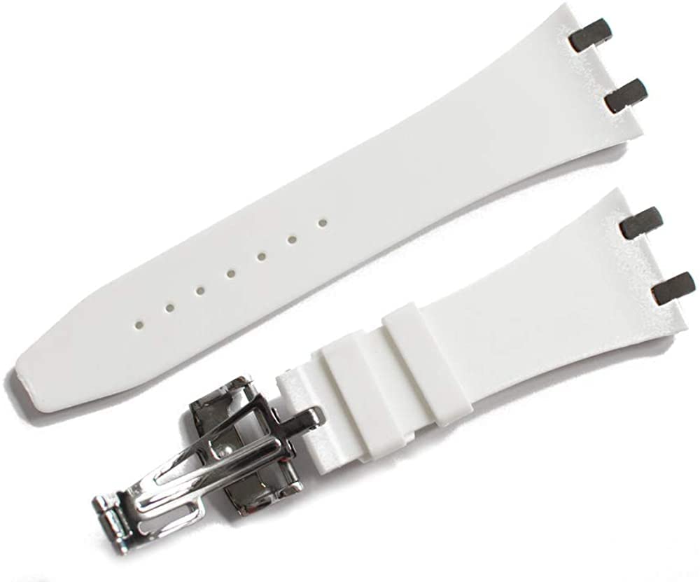 King Watch Parts Compatible with Audemars Piguet Royal Oak 41mm Chronograph with Models and White Rubber [Import Original] D-Buckle, 15400, 15500,