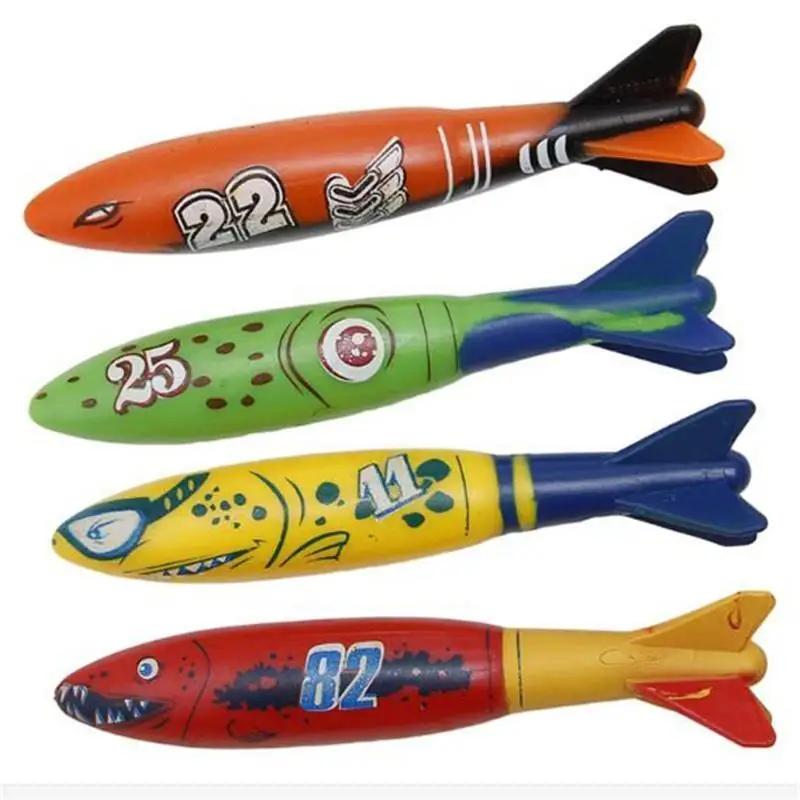 Torpedo Rocket Underwater Sticks, Kids Pool Diving Throwing Play Toys 4pcs