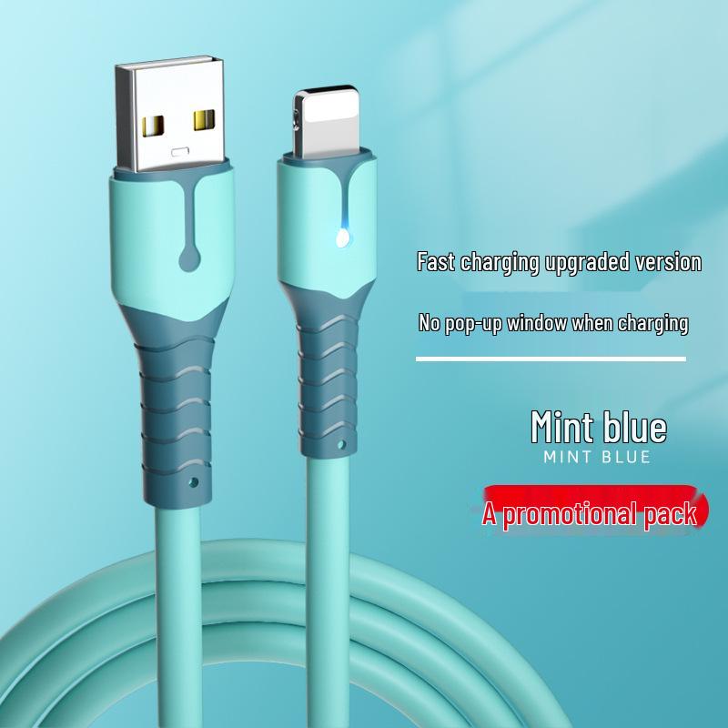 

Жидкий силиконовый кабель Apple для быстрой зарядки для iPhone 13, XR, 11, XS, 12, 8 Plus, 7, 6S Sky Blue [Apple USB]