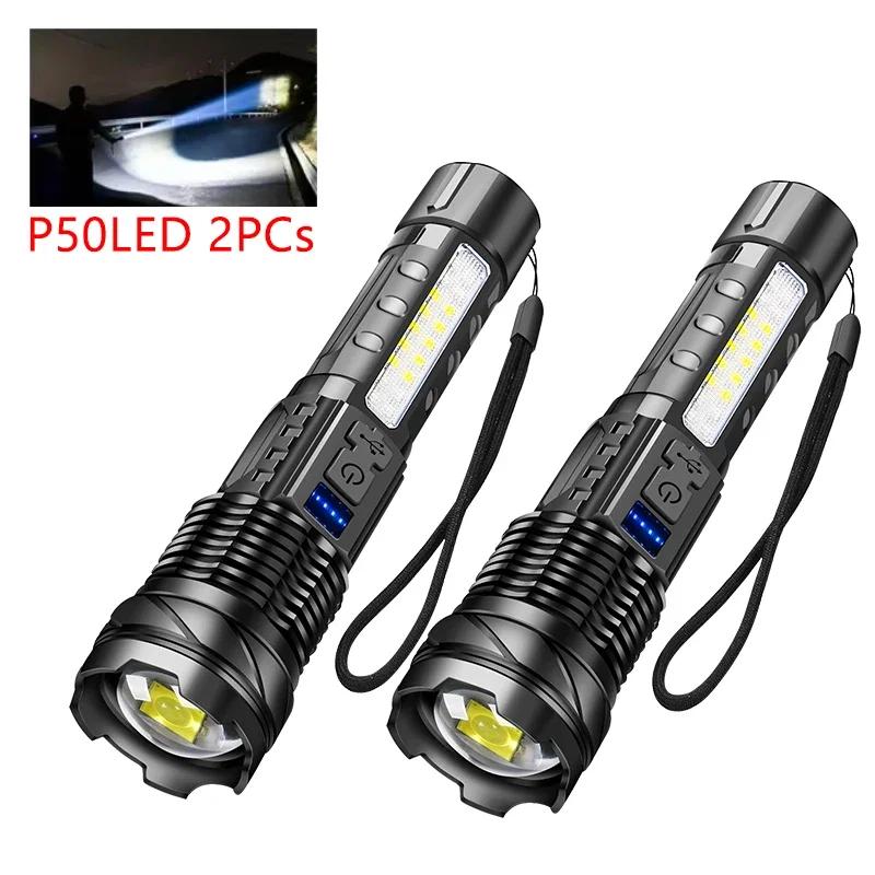 Powerful XHP50 Flashlight Zoomable Flashlight Handheld Lighting Night Work Emergency Torch for Outdoor Camping Fishing Lantern