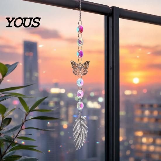 Wall Hanging Decor Colorful Crystal Suncatcher, Sun Catcher for Windows, Healing Glamorous Decoration Home, Crystals Prism Rainbow Maker,