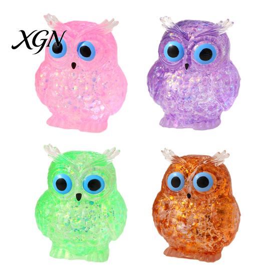 Bird Stress Toy Glitter Owl Sugar Ball Slow Rebound Relief Clear Squeeze Anxiety Relieving Animal Shape Hand Relaxation